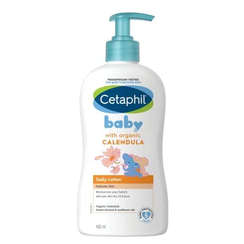 Cetaphil Baby Daily Lotion with Organic Calendula |Vitamin E | Sweet Almond & Sunflower Oils |13.5 Fl. Oz from Cetaphil Baby