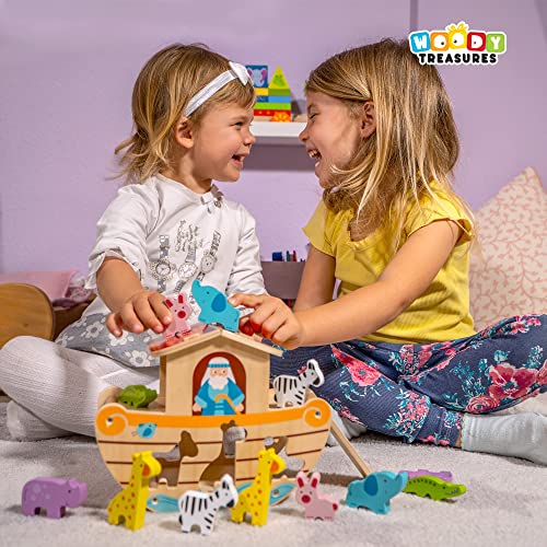 woody treasures Wooden Toys - Noah's Ark Toy (Educational & Development Toys, Great Gift for Girls and Boys) by Clever Child