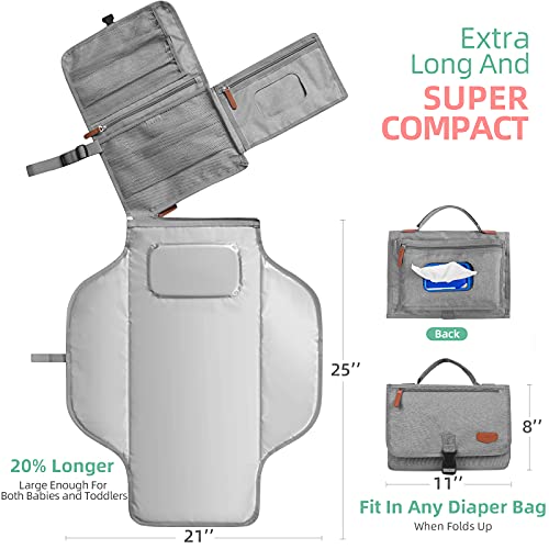 Portable Diaper Changing Pad for Baby, Detachable Travel Changing Pad with Baby Wipes Pocket, Gifts for Baby Shower, Newborn Girls and Boys by Alatino