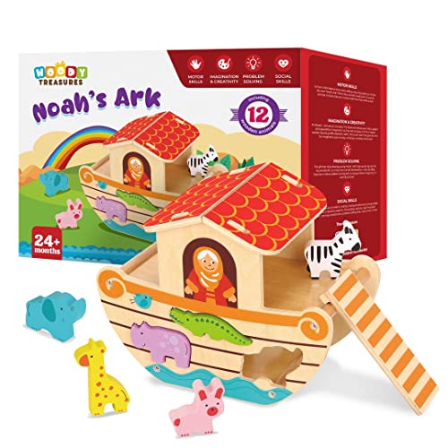 woody treasures Wooden Toys - Noah's Ark Toy (Educational & Development Toys, Great Gift for Girls and Boys) by Clever Child
