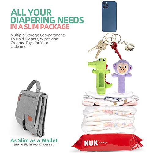 Portable Diaper Changing Pad for Baby, Detachable Travel Changing Pad with Baby Wipes Pocket, Gifts for Baby Shower, Newborn Girls and Boys by Alatino