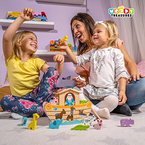 woody treasures Wooden Toys - Noah's Ark Toy (Educational & Development Toys, Great Gift for Girls and Boys) by Clever Child