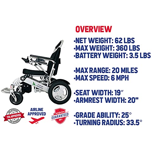Culver Best Rated Exclusive Dual â500Wâ Motors Deluxe Electric Wheelchair for Adults. All Terrain Heavy Duty Lightweight Foldable Dual Battery Travel Power Wheelchairs (Free Wheelchair RAMP Gift). from JBH