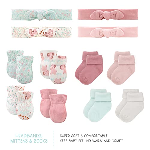 The Peanutshell Newborn Clothes & Accessories Set | 30 Piece Layette Gift Set | Fits Newborn to 3 Months | Pink Elephant & Floral by Farallon Brands