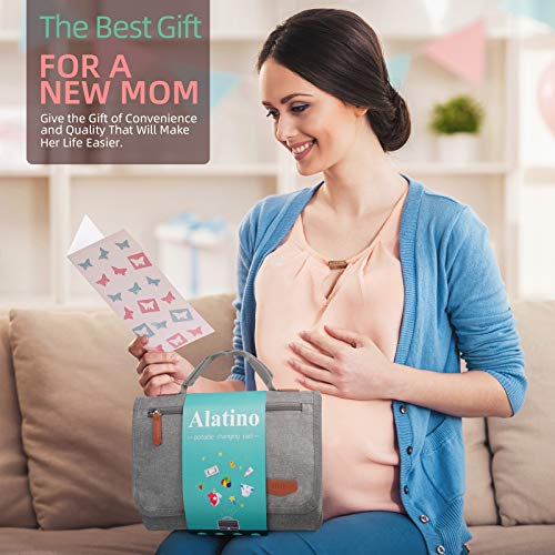Portable Diaper Changing Pad for Baby, Detachable Travel Changing Pad with Baby Wipes Pocket, Gifts for Baby Shower, Newborn Girls and Boys by Alatino