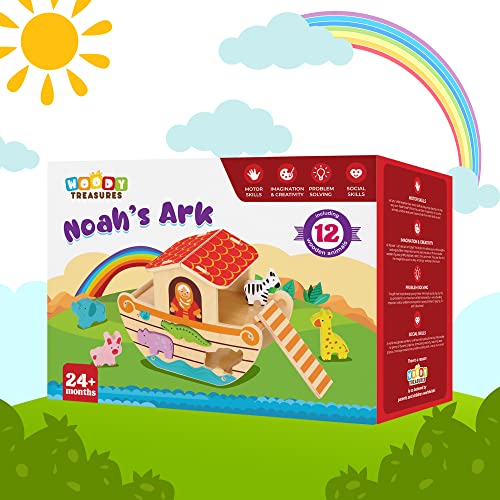 woody treasures Wooden Toys - Noah's Ark Toy (Educational & Development Toys, Great Gift for Girls and Boys) by Clever Child