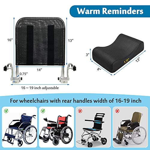 Wheelchair Headrest Neck Support Head Pillow Portable for Adults Travel Wheelchair Lightweight Padding Backrest Back Cushion Extension Headrest for Wheelchair Accessories (16-20" Universal - Black) from MYBOW