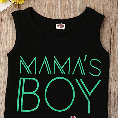 2Pcs Baby Boys Summer Clothing Sets Cute Letters Print Sleeveless Tank Tops T-Shirt+Palm Shorts Outfits (Black Tank Tops+Beach Shorts, 18-24 Months) from 