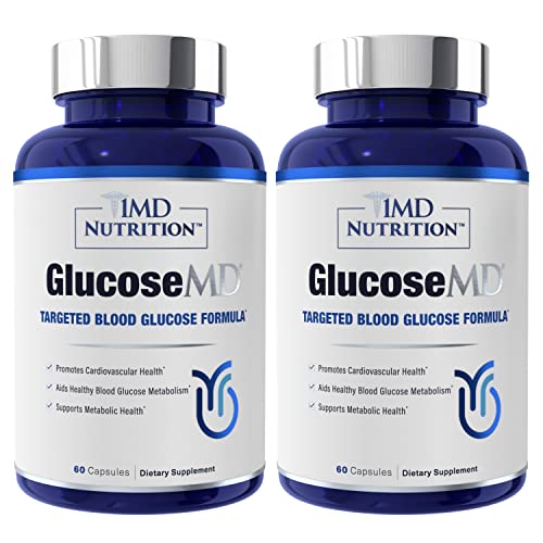 1MD Nutrition GlucoseMD - with Patented Cinnamon Extract, Chromium, Berberine | 60 Capsules (2-Pack) from 1MD Nutrition