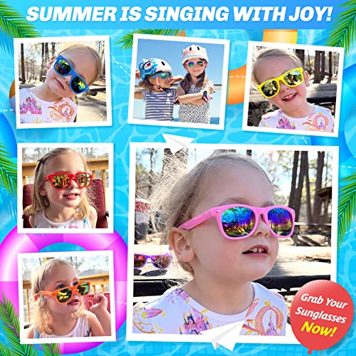 GINMIC Kids sunglasses bulk, Kids Sunglasses Party Favor, 24Pack Neon Sunglasses with UV400 Protection for Kids, Boys and Girls Age 3-8, Goody Bag Favors, Great Gift for Pool, Birthday Party Supplies by GINMIC