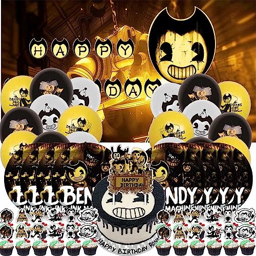 Bendy And The Ink Machine Party Supplies Decorations Cake Topper Birthday Backdrop Background Decor by SAOWN