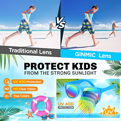 GINMIC Kids sunglasses bulk, Kids Sunglasses Party Favor, 24Pack Neon Sunglasses with UV400 Protection for Kids, Boys and Girls Age 3-8, Goody Bag Favors, Great Gift for Pool, Birthday Party Supplies by GINMIC