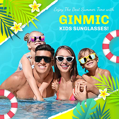 GINMIC Kids sunglasses bulk, Kids Sunglasses Party Favor, 24Pack Neon Sunglasses with UV400 Protection for Kids, Boys and Girls Age 3-8, Goody Bag Favors, Great Gift for Pool, Birthday Party Supplies by GINMIC