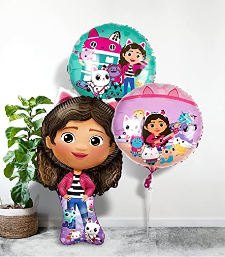 5 PCS Aluminum Foil Helium Balloons | Girls Cat Party Supplies | Birthday Party Decorations & Supplies | Cartoon Style Birthday Party Balloons | Dollhouse Doll Decor by BUNNY&BEAR