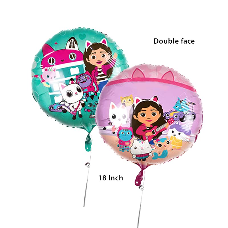 5 PCS Aluminum Foil Helium Balloons | Girls Cat Party Supplies | Birthday Party Decorations & Supplies | Cartoon Style Birthday Party Balloons | Dollhouse Doll Decor by BUNNY&BEAR