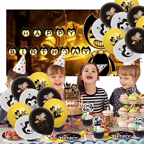 Bendy And The Ink Machine Party Supplies Decorations Cake Topper Birthday Backdrop Background Decor by SAOWN