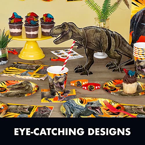 Unique Jurassic World Birthday Party Supplies | Jurassic Park Birthday Party Supplies | Jurassic World Party Supplies Decorations | Door Poster Backdrop, Balloons, Banner, Tablecloth, Plates, Napkins, Forks, Button | Serves 16 Guests from Unique