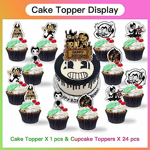 Bendy And The Ink Machine Party Supplies Decorations Cake Topper Birthday Backdrop Background Decor by SAOWN