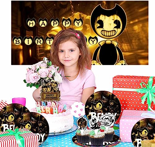 Bendy And The Ink Machine Party Supplies Decorations Cake Topper Birthday Backdrop Background Decor by SAOWN