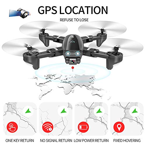 S167 Foldable GPS FPV Drone with 4K Camera Live Video for Beginners, RC Quadcopter with GPS Return Home, Follow Me, Gesture Control, Circle Fly, Drone for Adult with 3 Batteries by MiXXAR