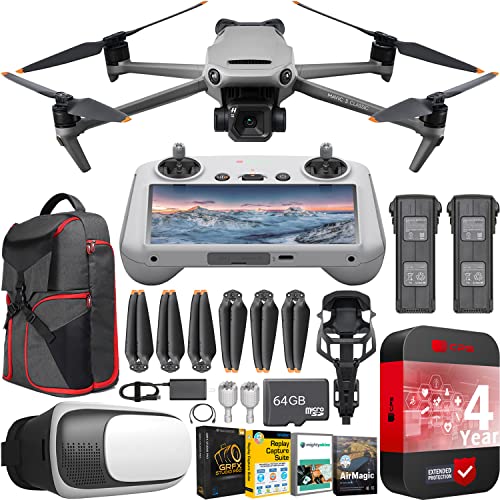 DJI Mavic 3 Classic Drone 4/3 CMOS Hasselblad Camera Quadcopter with RC Smart Remote Controller CP.MA.00000554.01 Adventure Pack Bundle with Deco Gear Backpack + Extra Battery + FPV VR Pilot Headset by DJI