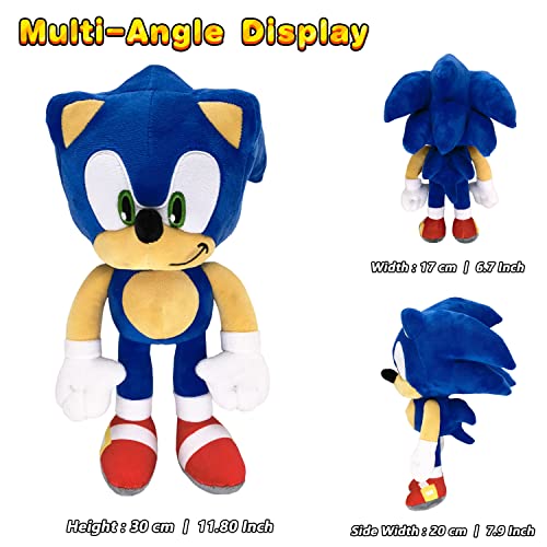 Classic Hedgehog Plush Toy 12" The Hedgehog Toy Plush Figure Classic Hedgehog Plush Doll for Boys Girls Best Gift (Blue) from ODAPTO