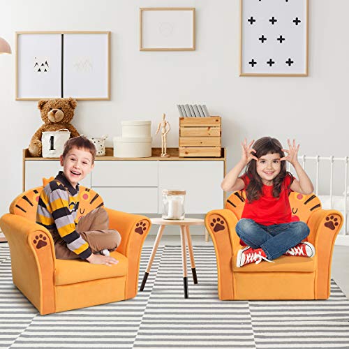 Costzon Kids Sofa, Children Armrest Chair with Pattern, Toddler Furniture w/Sturdy Wood Construction for Boys & Girls, Armrest Couch for Preschool Children, Lightweight Children Sofa Chair (Lion) by Costzon