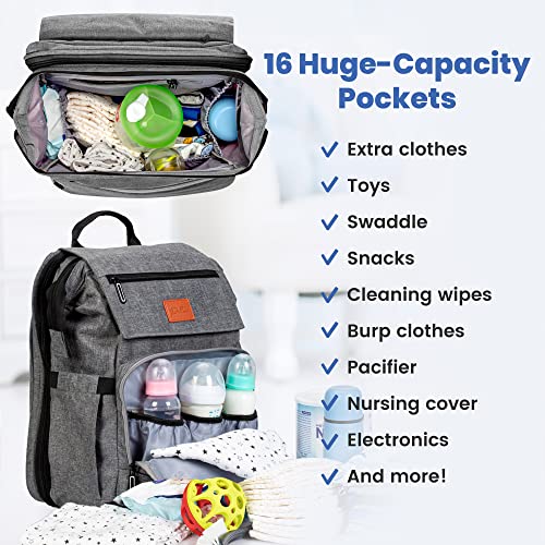 PILLANI Baby Diaper Bag Backpack, Baby Bag for Boys& Girls,Diaper Backpack,Baby Registry Search,Newborn Essentials Baby Gifts from Pillani
