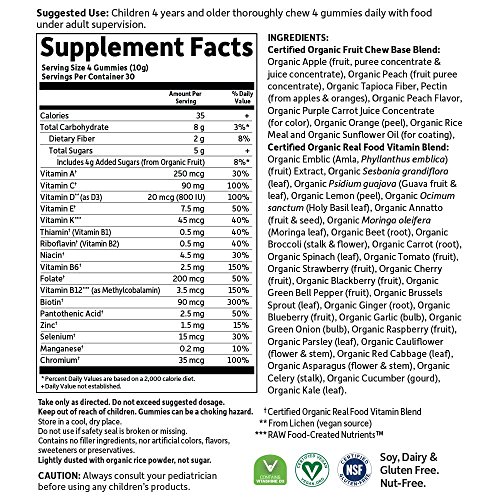 Garden of Life mykind Organics Kids Gummy Vitamins - Fruit - Certified Organic, Non-GMO & Vegan Complete Children's Multi - B12, C & D3 - Gluten, Soy & Dairy Free, 120 Real Fruit Chew Gummies from Garden of Life