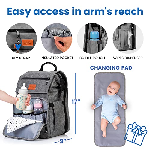PILLANI Baby Diaper Bag Backpack, Baby Bag for Boys& Girls,Diaper Backpack,Baby Registry Search,Newborn Essentials Baby Gifts from Pillani