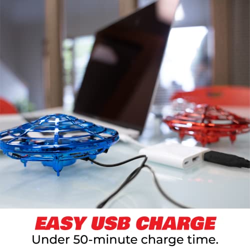 Force1 Scoot Duo Hand Operated Drone for Kids or Adults - 2pk Hands Free Motion Sensor Mini Drone, Easy Indoor Small UFO Toy Flying Ball Drone Toys for Boys and Girls (Red and Blue) by Force1