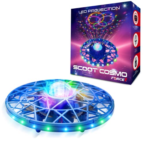 Force1 Scoot Cosmo LED Hand Operated Drone for Kids or Adults - Hands Free Motion Sensor Mini Drone with Bright LED Projection, Easy Indoor Small UFO Toy Flying Ball Drone Toy for Boys and Girls (Blue)â¦ from Force1