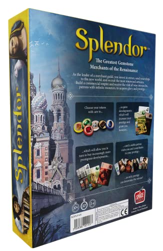 Splendor Board Game (Base Game) | Family Board Game | Board Game for Adults and Family | Strategy Game | Ages 10+ | 2 to 4 players | Average Playtime 30 minutes | Made by Space Cowboys from Publisher Services Inc (PSI)