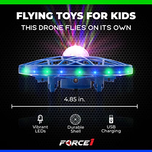 Force1 Scoot Cosmo LED Hand Operated Drone for Kids or Adults - Hands Free Motion Sensor Mini Drone with Bright LED Projection, Easy Indoor Small UFO Toy Flying Ball Drone Toy for Boys and Girls (Blue)â¦ from Force1