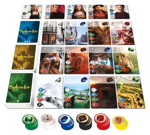 Splendor Board Game (Base Game) | Family Board Game | Board Game for Adults and Family | Strategy Game | Ages 10+ | 2 to 4 players | Average Playtime 30 minutes | Made by Space Cowboys from Publisher Services Inc (PSI)