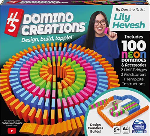 H5 Domino Creations 100-Piece Neon | Kids Games for Game Night | Building Toys for Outdoor Games | Lily Hevesh Dominoes Set for Adults & Kids Ages 5+ from Spin Master