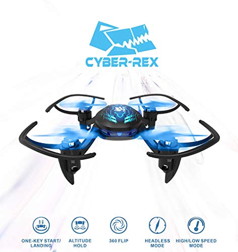 ThrillMotion Cyber-Rex Mini RC Drone Kit for Kid Beginners and Adults, 2 Speed Level, 360 Flip, One Push Start, Altitude Control, 2 Modes Quadcopter for Beginners by EMAX