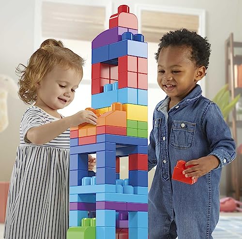 Mega Bloks First Builders Big Building Bag with Big Building Blocks, Building Toys for Toddlers (80 Pieces) - Blue Bag by Mega Bloks