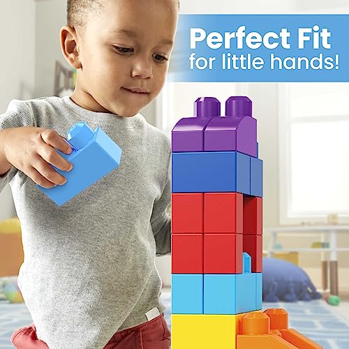 Mega Bloks First Builders Big Building Bag with Big Building Blocks, Building Toys for Toddlers (80 Pieces) - Blue Bag by Mega Bloks