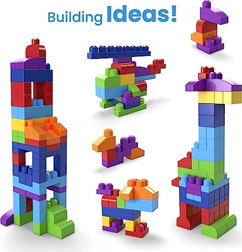 Mega Bloks First Builders Big Building Bag with Big Building Blocks, Building Toys for Toddlers (80 Pieces) - Blue Bag by Mega Bloks