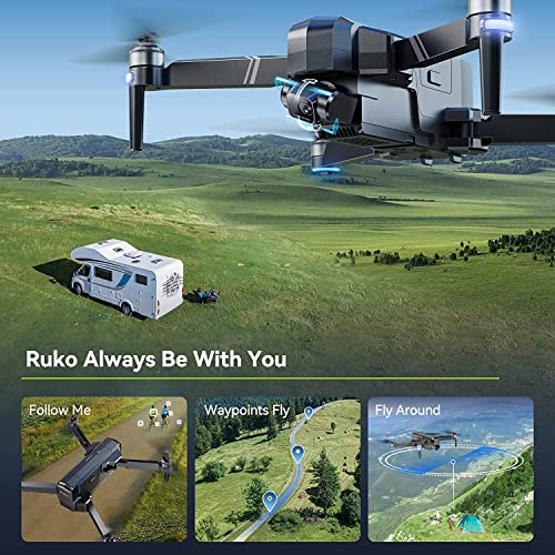 Ruko F11Gim Drones with Camera for Adults, 2-Axis Gimbal 4K EIS Camera, 2 Batteries 56Mins Flight Time,Brushless Motor, 5GHz FPV Transmission, GPS Auto Return Home, 5times Zoom No Fisheye from Ruko