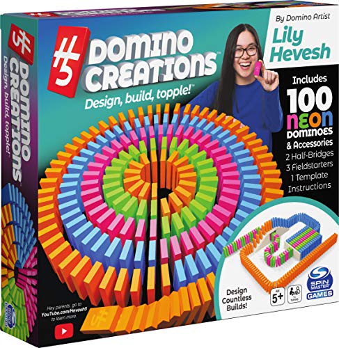 H5 Domino Creations 100-Piece Neon | Kids Games for Game Night | Building Toys for Outdoor Games | Lily Hevesh Dominoes Set for Adults & Kids Ages 5+ from Spin Master