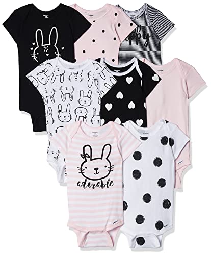 Gerber Baby 8-Pack Short Sleeve Onesies Bodysuits, Pink Bunny, 0-3 Months from GERLO