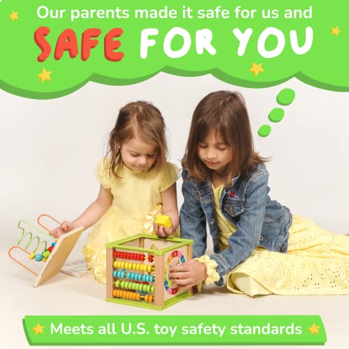 TOYVENTIVE Wooden Kids Baby Activity Cube - Boys Gift Set | One 1, 2 Year Old Boy Gifts Toys | Developmental Toddler Educational Learning Boy Toys 12-18 Months | Bead Maze, First Birthday Gift from TOYVENTIVE