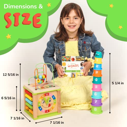 TOYVENTIVE Wooden Kids Baby Activity Cube - Boys Gift Set | One 1, 2 Year Old Boy Gifts Toys | Developmental Toddler Educational Learning Boy Toys 12-18 Months | Bead Maze, First Birthday Gift from TOYVENTIVE