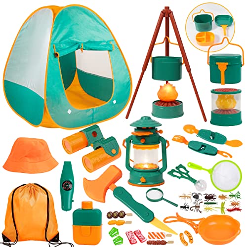 Meland Kids Camping Set with Tent 24pcs - Camping Gear Tool Pretend Play Set for Toddlers Kids Boys Girls Outdoor Toy Birthday Gift from Meland