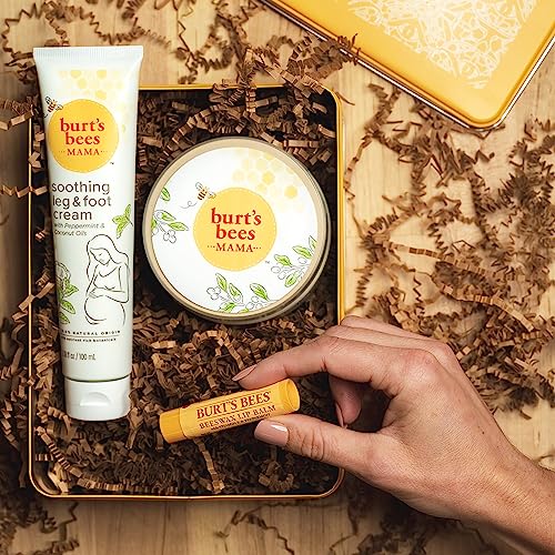 Burt's Bees Mama Bee Gift Set with Tin, 3 Pregnancy Skin Care Products - Leg & Foot Cream, Belly Butter and Original Beeswax Lip Balm from Burt's Bees, Inc.