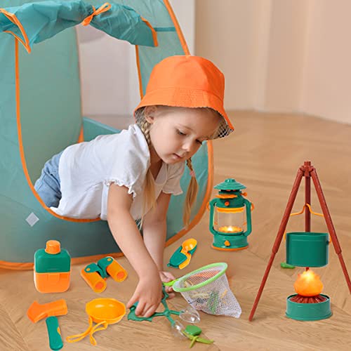 Meland Kids Camping Set with Tent 24pcs - Camping Gear Tool Pretend Play Set for Toddlers Kids Boys Girls Outdoor Toy Birthday Gift from Meland
