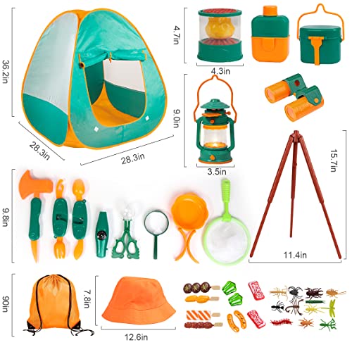 Meland Kids Camping Set with Tent 24pcs - Camping Gear Tool Pretend Play Set for Toddlers Kids Boys Girls Outdoor Toy Birthday Gift from Meland