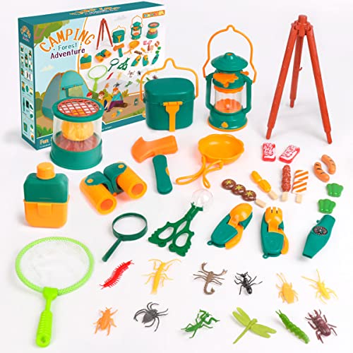 Meland Kids Camping Set with Tent 24pcs - Camping Gear Tool Pretend Play Set for Toddlers Kids Boys Girls Outdoor Toy Birthday Gift from Meland
